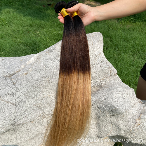 10A 3Bundles Brazilian Straight Hair Weave 30 Inch Human Hair Extensions Silky Straight 1B/4/27 Ombre Brown Honey Blonde Bundle